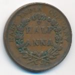 British West Indies, 1/2 анны (1835 г.)