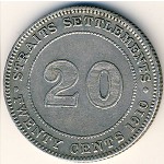 Straits Settlements, 20 cents, 1910