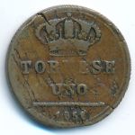 Naples & Sicily, 1 торнеси (1852 г.)