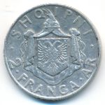 Albania, 2 франга ари (1935 г.)