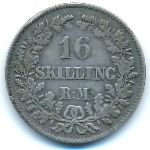 Дания, 16 скиллингов (1858 г.)
