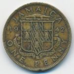 Jamaica, 1 пенни (1942 г.)