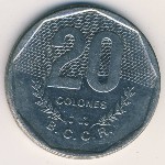 Costa Rica, 20 colones, 1985–1994