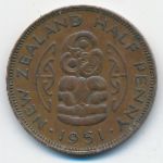 New Zealand, 1/2 пенни (1951 г.)