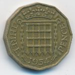 Great Britain, 3 пенса (1954 г.)