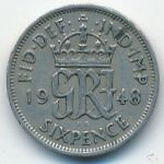 Great Britain, 6 пенсов (1948 г.)