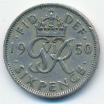 Great Britain, 6 пенсов (1950 г.)
