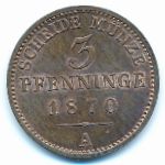 Пруссия, 3 пфеннинга (1870 г.)