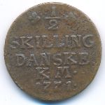 Denmark, 1/2 скиллинга (1771 г.)