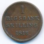 Denmark, 1 ригсбанкскиллинг (1818 г.)