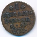 Denmark, 1 скиллинг (1771 г.)