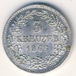 Bavaria, 3 kreuzer, 1865–1868
