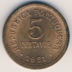 Portugal, 5 centavos, 1920–1922