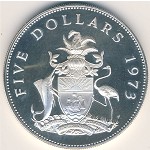 Bahamas, 5 dollars, 1972–1973